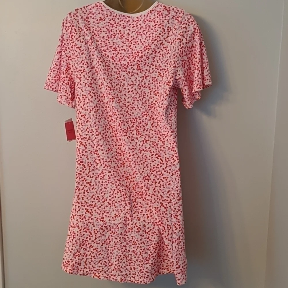 Kate Spade Heart Print Mini Dress Small Pink Red White Valentine Date Night